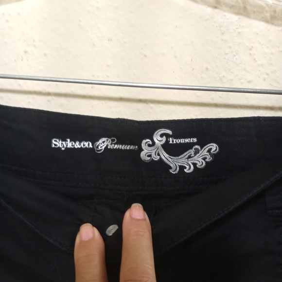 Style & Co. Black Trousers with Embroidered Detail - Picture 3 of 7